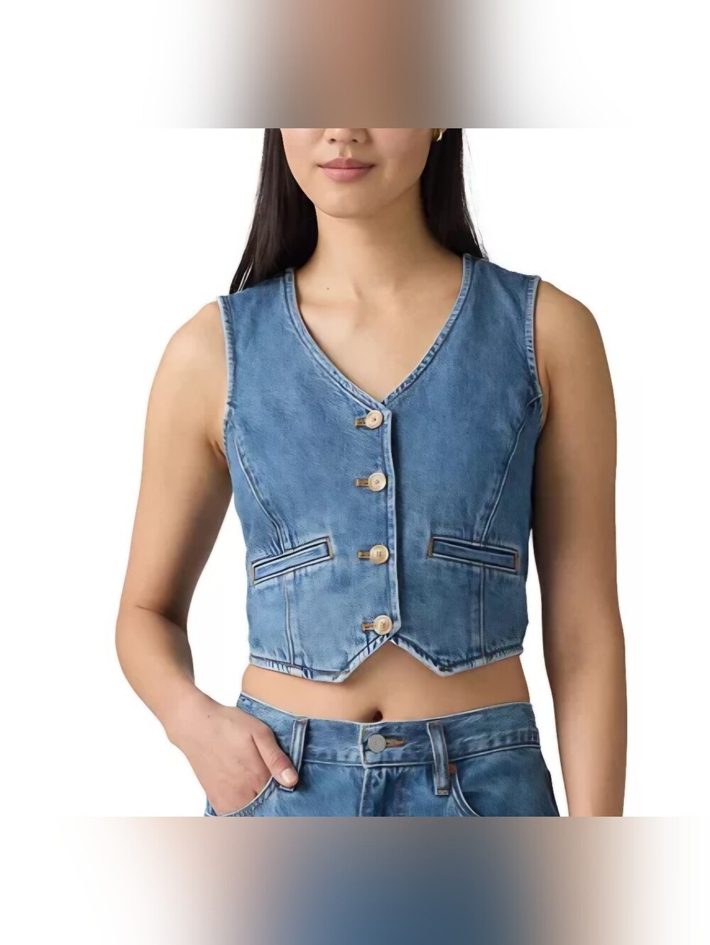 Levi's Women's Amore Denim Jean Vest NWT Size Medium